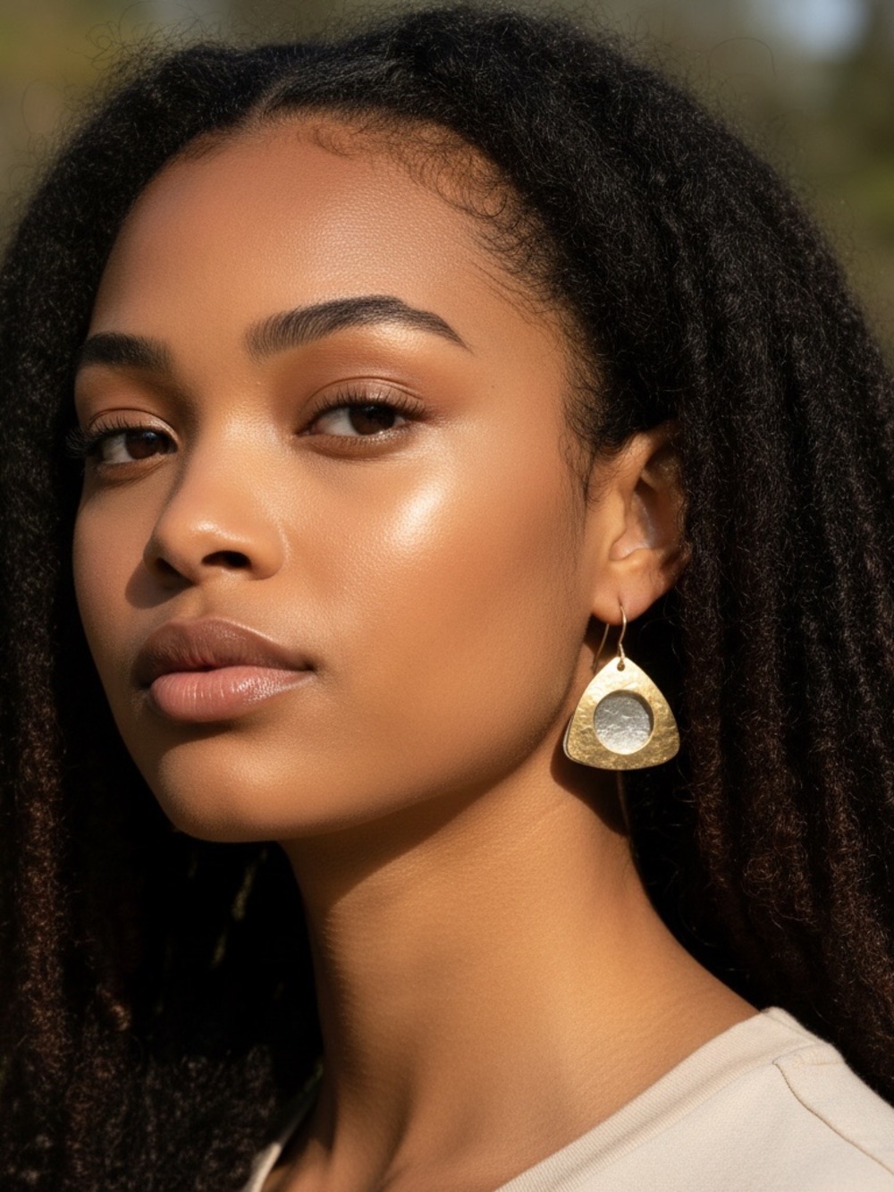 Marjorie Baer Layered Dimensional Triangle Wire Earrings NWT